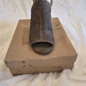 Indigo Women's Brown Peep-Toe Booties